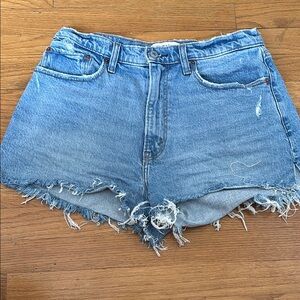 Abercrombie & Fitch Blue Jean Shorts High-Waisted Distressed